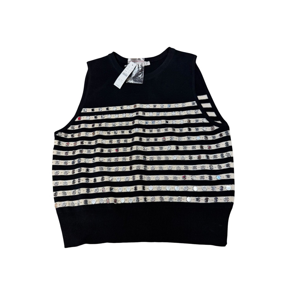 NWT! J. Crew Striped Mirrored Sweater Sleeveless XL Preppy, Old Money, Statement